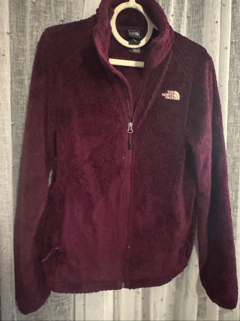 The North face osito oso furry teddy jacket purple magenta  red large (m)